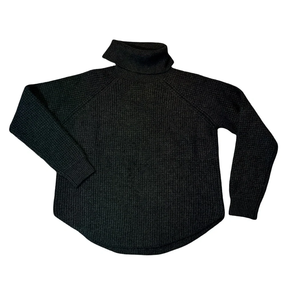 Kuhl womens XL charcoal gray waffle knit turtleneck pullover sweater EUC